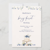 Elegant Berry First Blueberry Birthday Cake 招待状 (正面)