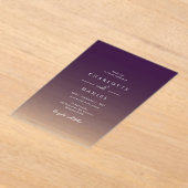 Elegant Berry Violet Gradient Acrylic Wedding アクリル招待状 (レイダウン)