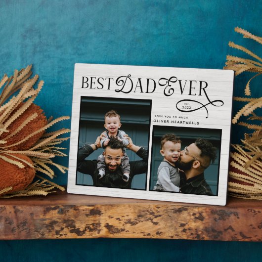 Elegant Best Dad Ever 父の日フォト フォトプラーク (側面)