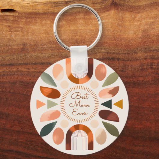 Elegant Best Mom Ever Boho Keychain Mom Gift キーホルダー (正面)