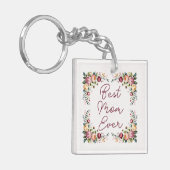 Elegant Best Mom Ever Floral Acrylic Keychain キーホルダー (正面左)