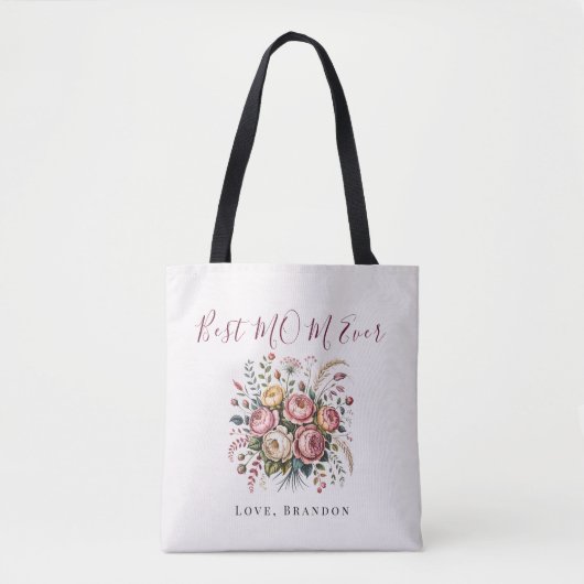 Elegant Best Mom Ever Floral Tote Bag トートバッグ (正面)