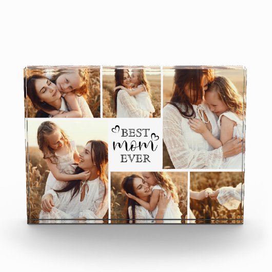 Elegant Best Mom Ever Typography Cute Photo Block フォトブロック (正面)