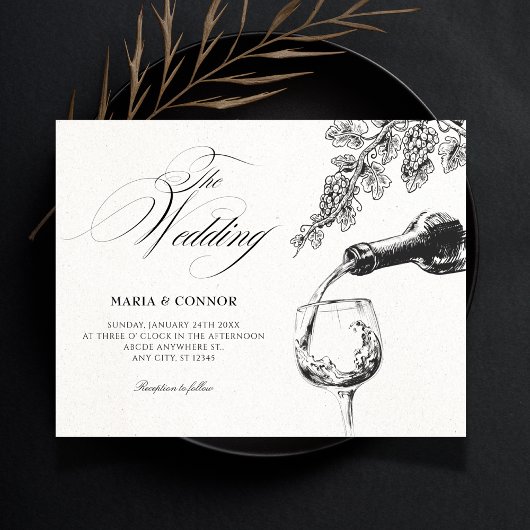 Elegant beverage wine wedding  招待状