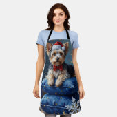 Elegant Biewer Terrier Dog Velvet Christmas エプロン (着用した状態)