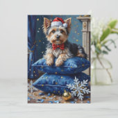 Elegant Biewer Terrier Dog Velvet Christmas シーズンカード (スタンド正面)