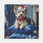 Elegant Biewer Terrier Dog Velvet Christmas マグネット (正面)