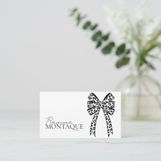 Elegant Big Black Leopard Bow Custom Chic 名刺 (スタンド正面)