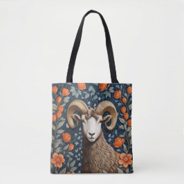Elegant Big Horn Sheep William Morris Inspired トートバッグ