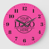 Elegant Bight Pink Branded Company Business Logo ラージ壁時計 (正面)