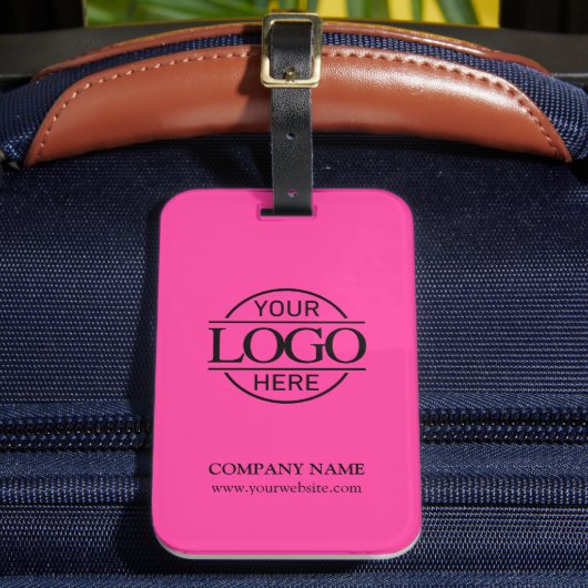 Elegant Bight Pink Business Logo Employee Travel ラゲッジタグ (正面インサイチュ2)