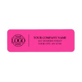 Elegant Bight Pink Business Logo Return Address ラベル (正面)