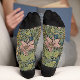 Elegant Biophilic Floral Pattern  ソックス