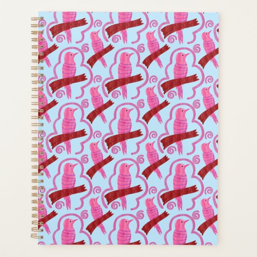 Elegant birds Pattern Spiral Planner プランナー手帳 (正面)