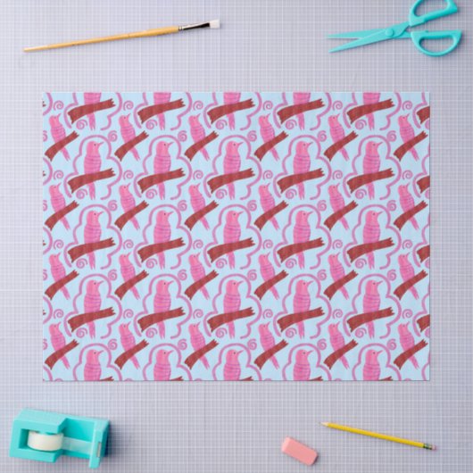 Elegant birds Pattern Tissue Paper 薄葉紙 (クラフト)