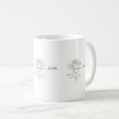 Elegant Birth Flower Coffee Mug - Personalized Nam コーヒーマグカップ (正面右)