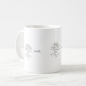 Elegant Birth Flower Coffee Mug - Personalized Nam コーヒーマグカップ (正面左)