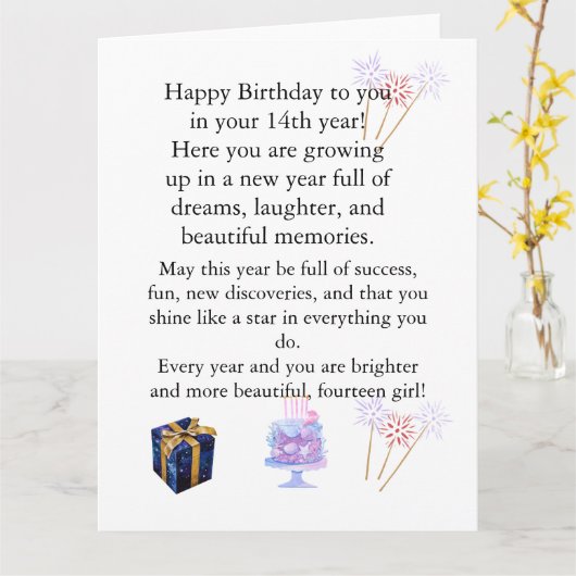 Elegant Birthday Card for Her – Personalized Greet カード (黄色い花)