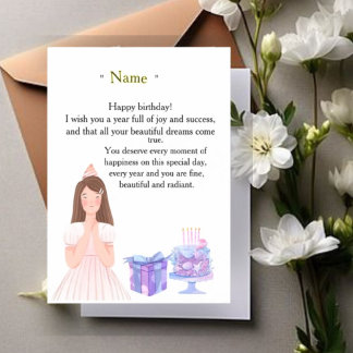 Elegant Birthday Card for Her – Personalized Greet マグネット招待状