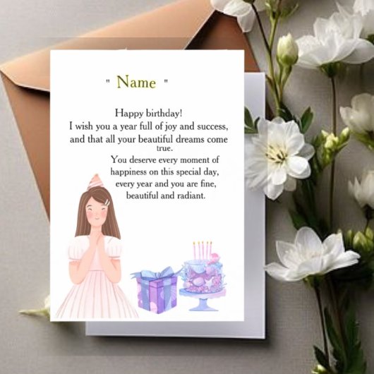 Elegant Birthday Card for Her – Personalized Greet マグネット招待状