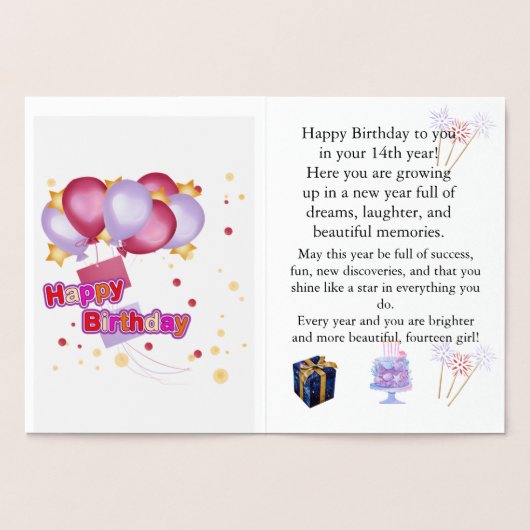 Elegant Birthday Card for Her – Personalized Greet 箔カード (内部)