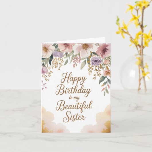 Elegant Birthday Card for Sister カード (黄色い花)