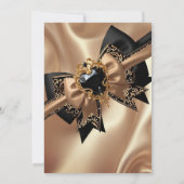 Elegant Birthday Coffee Gold Black Brocade Bow Gem 招待状 (裏面)
