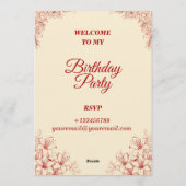 Elegant Birthday Invitation Card – Custom Floral D 招待状 (裏面)