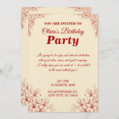 Elegant Birthday Invitation Card – Custom Floral D 招待状 (正面/裏面)