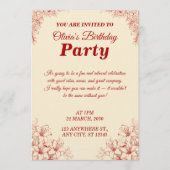 Elegant Birthday Invitation Card – Custom Floral D 招待状 (正面)