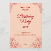 Elegant Birthday Invitation Card – Floral Design 招待状 (裏面)