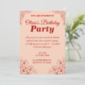 Elegant Birthday Invitation Card – Floral Design 招待状 (スタンド正面)
