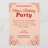 Elegant Birthday Invitation Card – Floral Design 招待状 (正面)