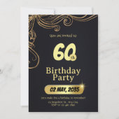Elegant birthday invitation template 60th birthday 招待状 (正面)