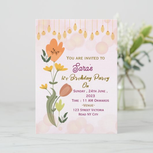 Elegant Birthday Party Invitations  招待状 (スタンド正面)