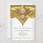 Elegant Birthday Party Ornate White Gold Diamond 招待状 (裏面)