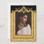 Elegant Birthday Photo Black Gold Golden Damask 招待状 (裏面)