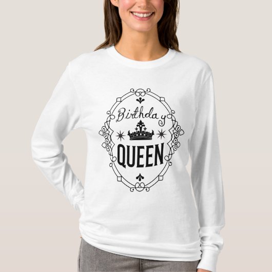 Elegant Birthday Queen Crown Typography White Tシャツ (正面)