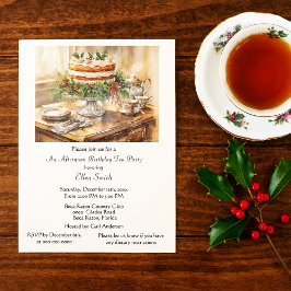 Elegant  Birthday Tea Party  Invitation 招待状