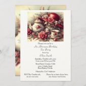 Elegant  Birthday Tea Party Red Hat  Invitation 招待状 (正面/裏面)