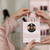 Elegant Black 3 Photo Makeup Business Thank You ラウンドシール