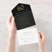 Elegant Black 60th Birthday Party オールインワン招待状 (切り取り部)