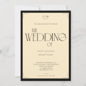 Elegant Black and Cream Art Deco Wedding Invitatio 招待状 (正面)