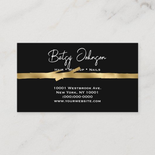 Elegant Black and Faux Gold Business Card 名刺 (正面)