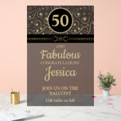 Elegant Black and Flat Gold ANY AGE Birthday Party アクリルサイン (ウェディング)