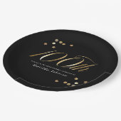 Elegant Black and Gold 100th Birthday Party ペーパープレート (アングル)