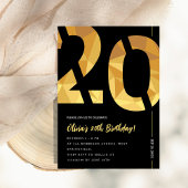 Elegant black and gold 20th Birthday Party 招待状