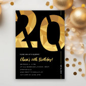 Elegant black and gold 20th Birthday Party 招待状