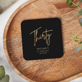 Elegant Black and Gold 30th Birthday Party  スクエアペーパーコースター