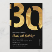 Elegant black and gold 30th Birthday Party 招待状 (正面)